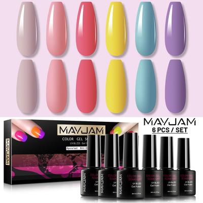 MAYJAM 6 шт./компл. цветной гель-лак для ногтей Soak Off светодиодная лампа гель-лак DIY маникюрный набор 8 мл гель для ногтей Дизайн ногтей новогодние подарки