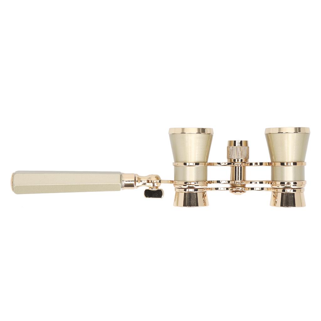 Opera Glasses Binoculars with Handle 3X25 Metal Portable Theater Glasses for Watching Drama Stage Play Art Performance