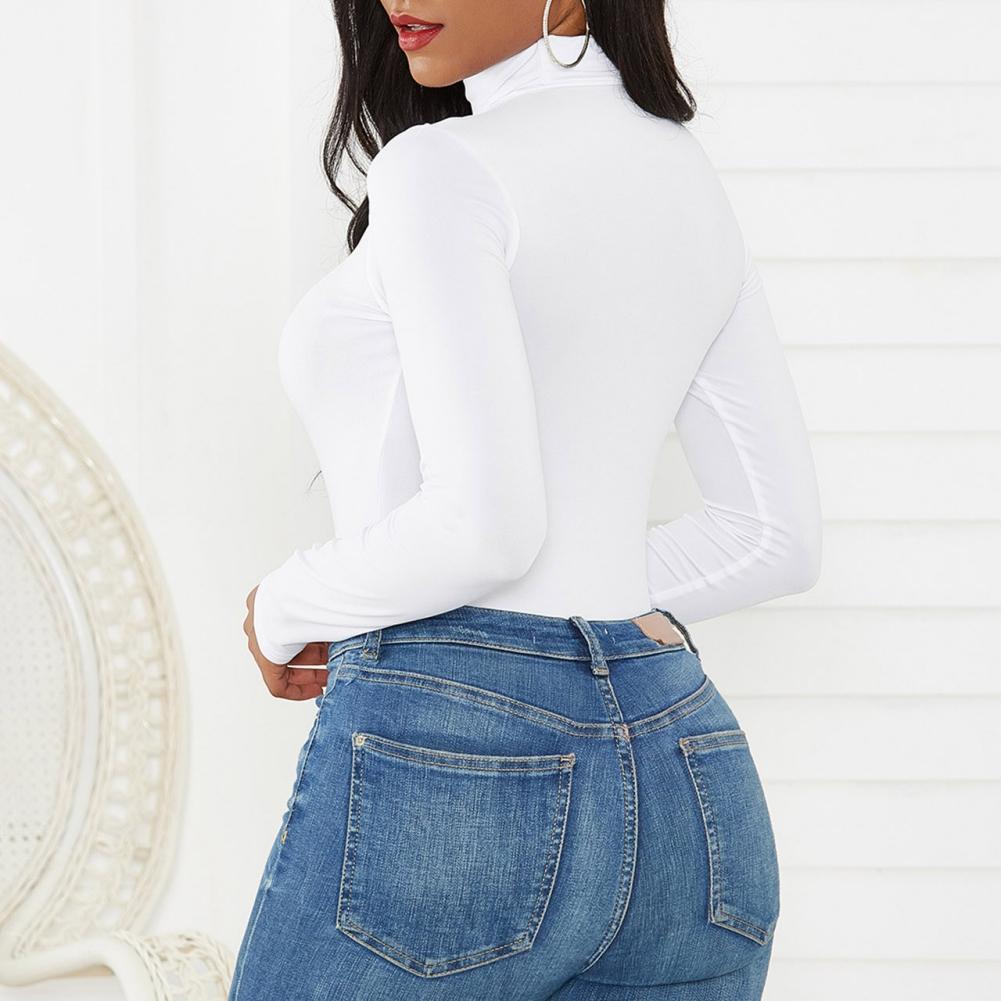 Women’s Bodysuit Turtleneck Long Sleeve Body Shaper Stretchy Romper Basic Bodycon Jumpsuit