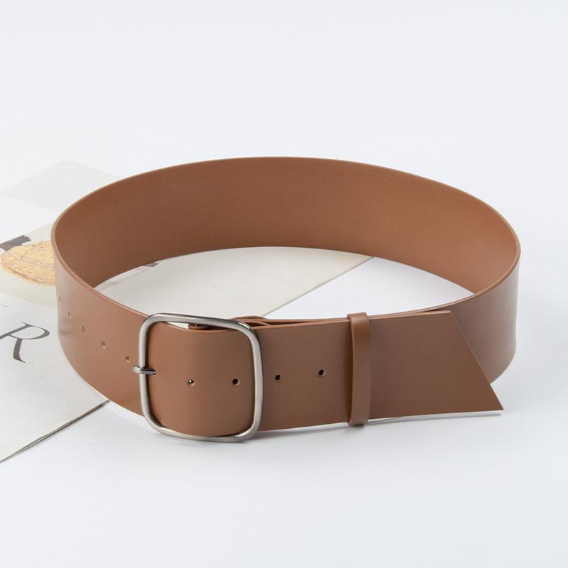 Genuine Leather Belt Women's Dress Jeans Belt Pin Buckle Wide Belt Waist Versatile Retro Leather Belt