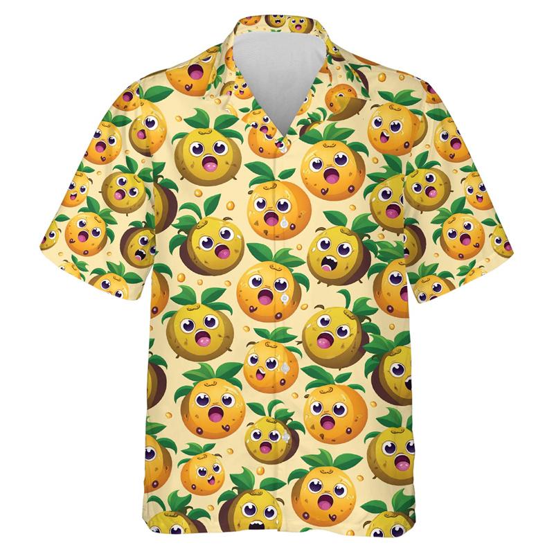 Funny Fruit Face 3D Printed Beach Shirts Fashion Men Clothes Banana Pineapple Hawaiian Short Sleeve Streetwear Female Blouses
