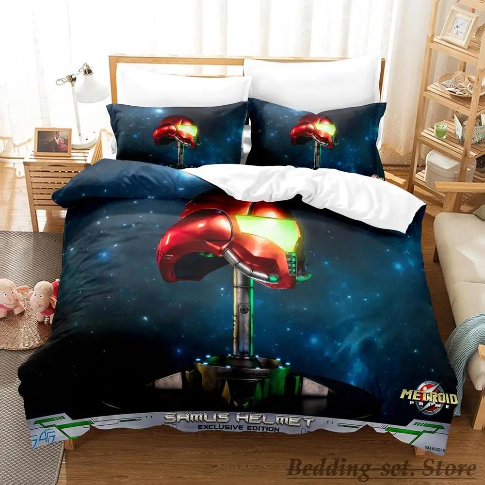 Metroid Prime Bedding Set Single Twin Full Queen King Size Bed Set Adult Kid Bedroom Duvetcover Sets Game Parure de lit Bed
