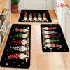 Classic Christmas Kitchen Rug Set Non Slip Washable Snowman Red Plaid Truck Snowflake Runner Holiday Decor