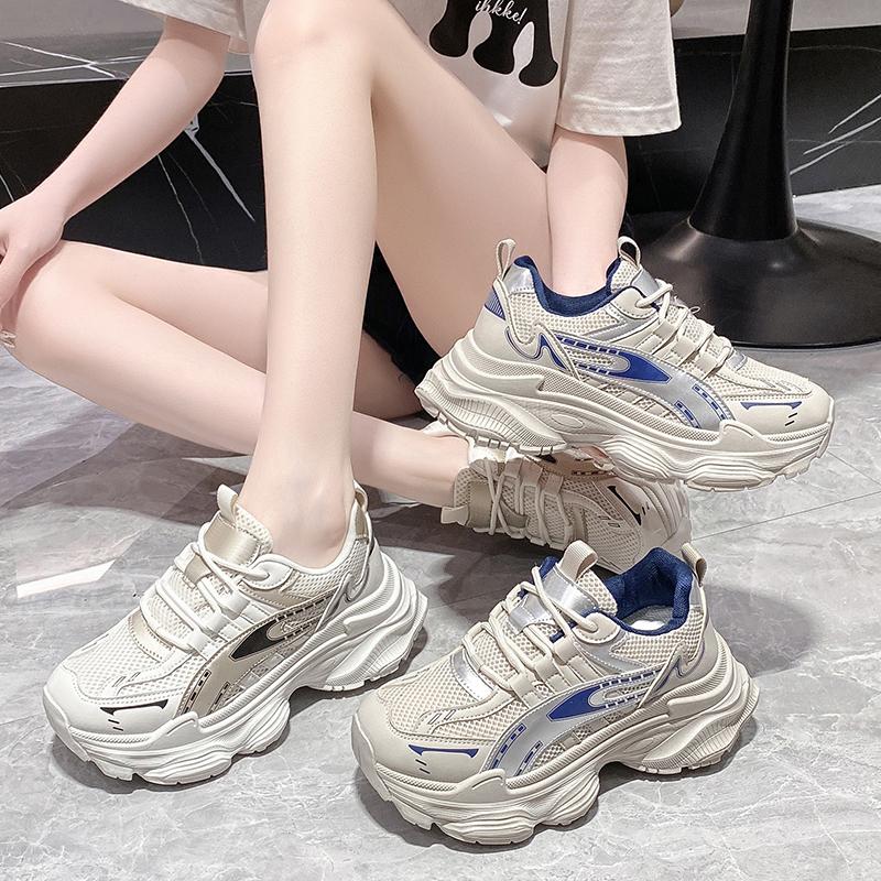 Мода Кроссовки Chunky Кроссовки Clunky Кроссовки Vulcanize Женская осенняя обувь Толстая подошва Универсальная спортивная легкая дизайнерская повседневная теннисная обувь