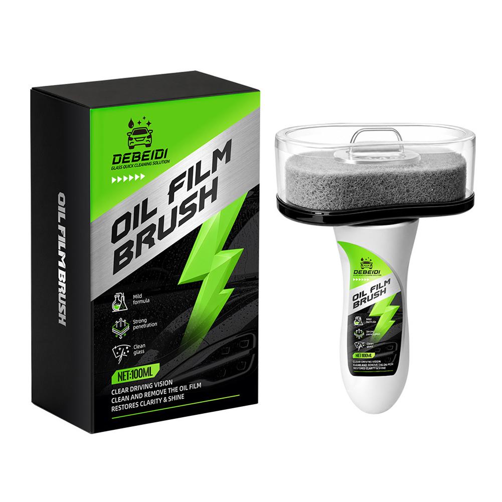 Car Glass Oil Film Remover Cleaner 100ml Windshield Degreaser with Brush, Restores Clarity & Shine, Hydrophobic Coating Agent