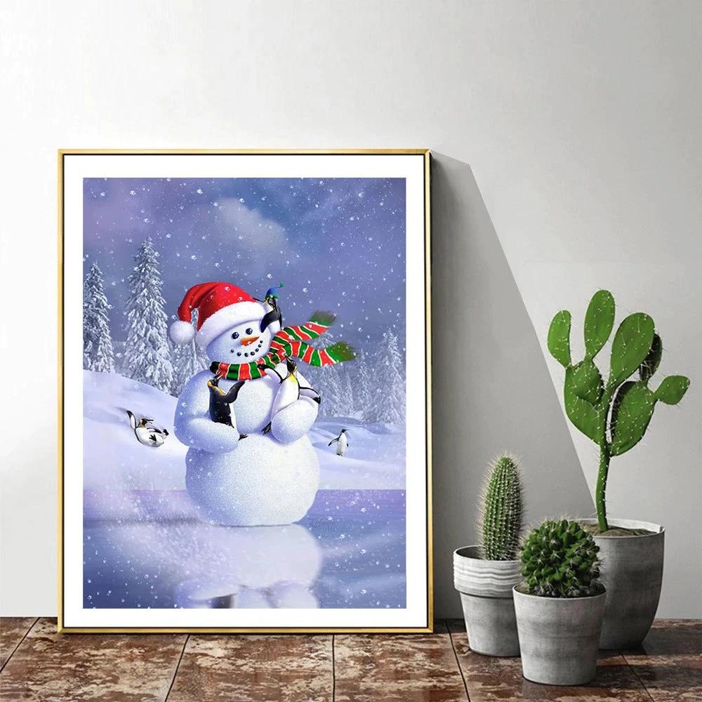 5d алмазная живопись Снеговик полная квадратная круглая Алмазная мозаика вышивка крестом мультфильм Алмазная вышивка Рождественский подарок