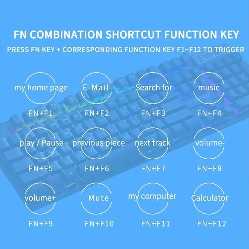 Wire Keyboard 104 Keys Gaming Keyboard RGB Backlit Luminous Mechanical Keyboard for Desktop Computer PC