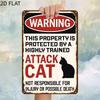 Tin Sign Warning This Property Is Protected By a Highly Trained Attack Cat Funny Cat Pet Lover Metal Wall Plaque   Retro Rustic