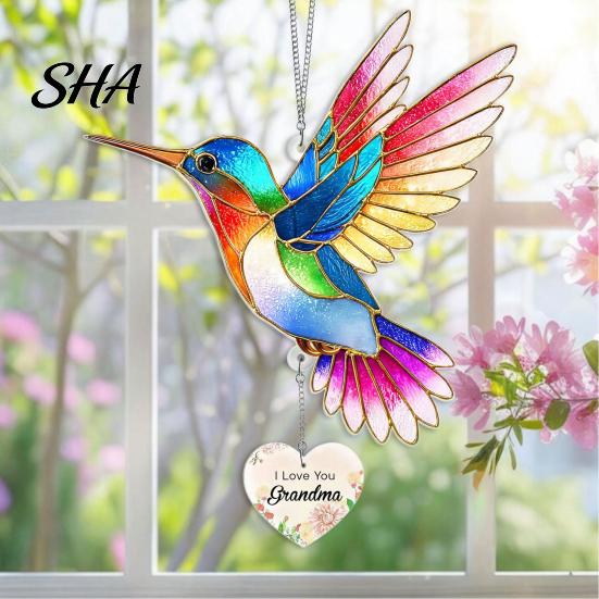 Acrylic Sun Catcher Hummingbird Catcher, Colorful Hanging Ornament, Red Bird Window Decor, Birthday Gift for Mom Wife Grandma Outdoor