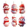 Christmas Ornament 2D Cartoon Snowman Shape Hanging Decoration with Lanyard Festive Atmosphere Christmas Decor