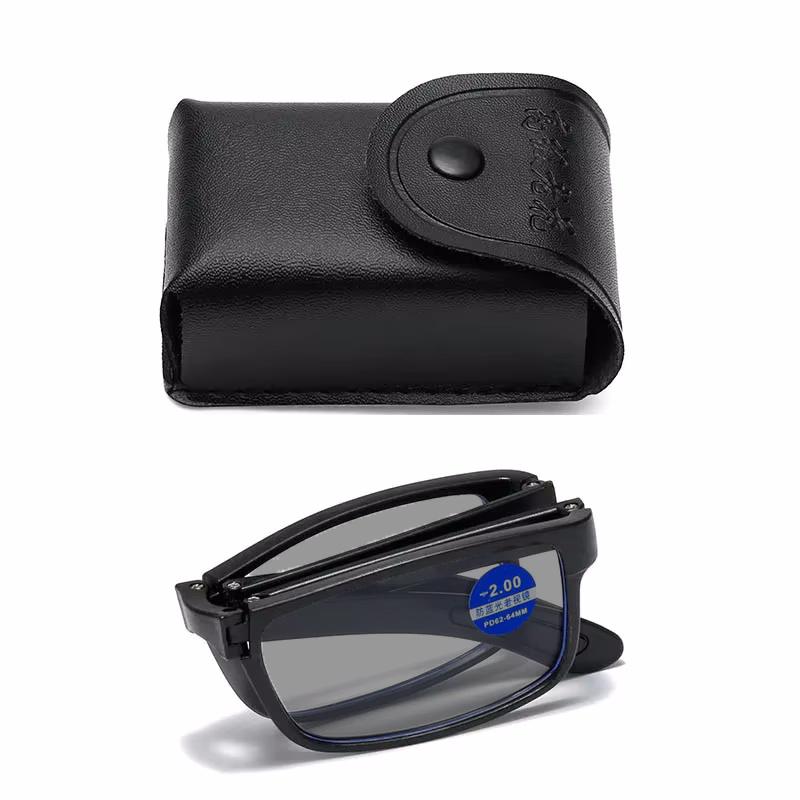 Солнцезащитные очки с защитой от синего света, меняющие цвет, для очков с минусовыми линзами, модные тенденции, портативные складные очки для близорукости, готовые очки