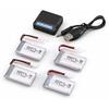 4x LiPo Batteries 3.7V 500mAh + 1-to-4 Charger Kit | Compatible with Syma, Cheerson, Skytech, WLtoys Drones 45x25x9 Mm – 16g | Silver