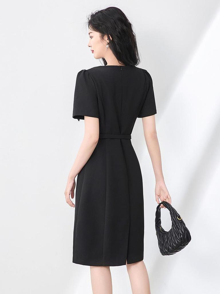 Летнее платье, украшенное бантом в стиле тихой роскоши - Элегантный облегающий талию стиль