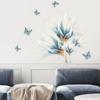 Water Color Blue Butterfly Flower Wall Sticker Living Room Sofa Background Home Decoration Mural Bedroom Wallpaper PVC Stickers
