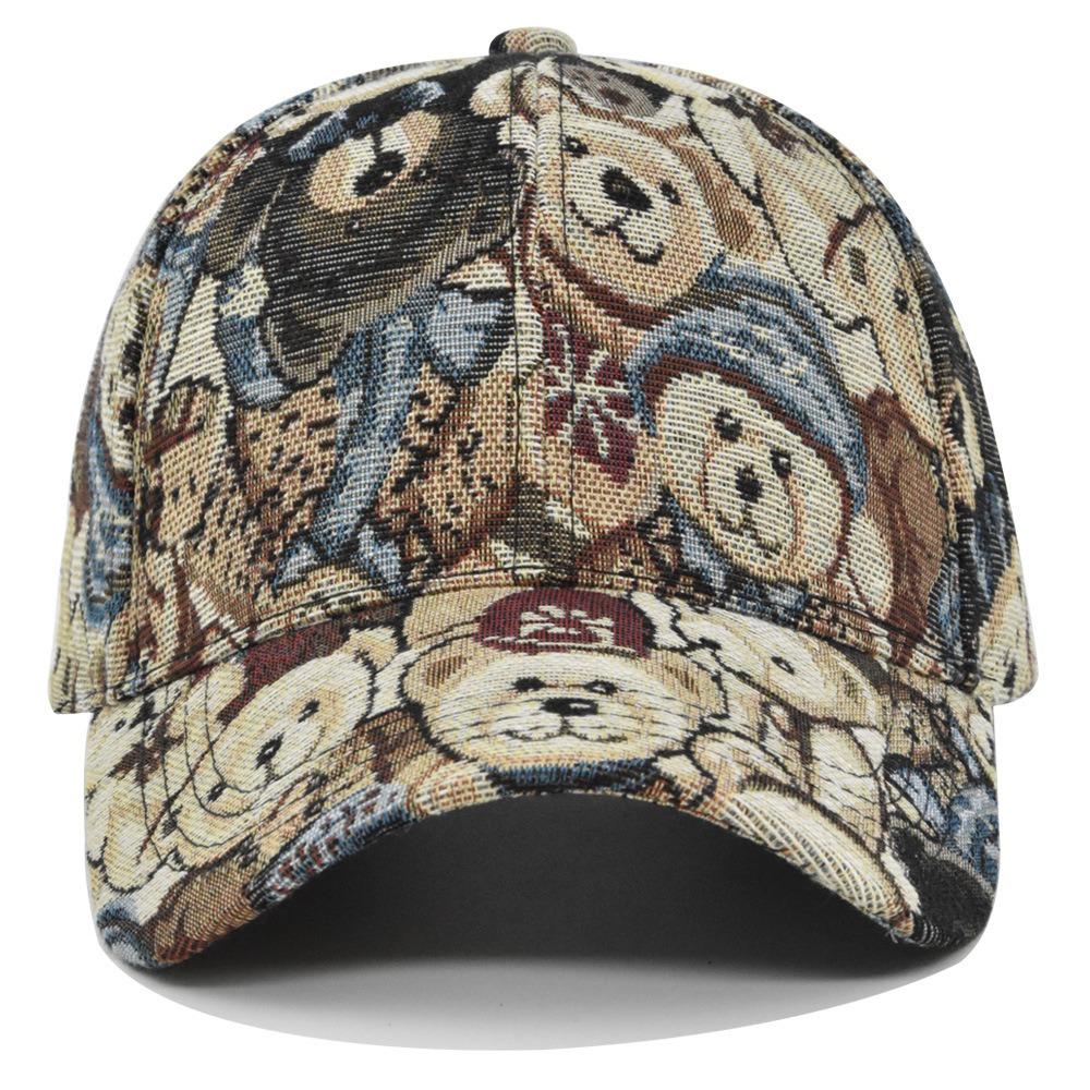 Little Bear Print Unisex-Teens Caps Bear Print Fashion Hip Hop Vintage Hat Cute Bear Baseball Cap