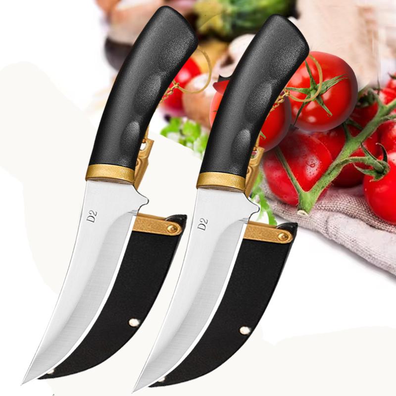 Нож для фруктов из нержавеющей стали Монгольский тесак для мяса Карманный нож Многофункциональный Нож для разделки мяса для барбекю Нож для обвалки с ножнами