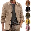 Men's Casual Solid-color Corduroy Button Shirt, Men's Lapel Long-sleeved Trendy Loose Shirt