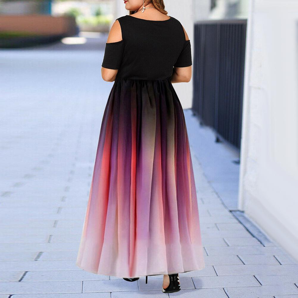 (L-6 XL) Женское элегантное градиентное платье больших размеров с коротким рукавом, тонкое вечернее платье макси, вечернее коктейльное вечернее платье