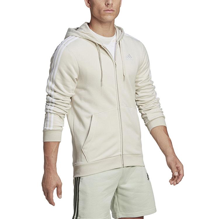 Adidas Полосатая куртка с капюшоном на молнии, мужская верхняя одежда, серая HL2260