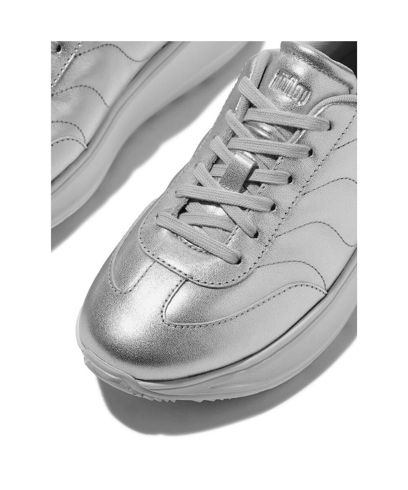 Fitflop [F-Mode] Women'S Wave Metallic Leather Sneakers - Silver (Ft59K2N072)