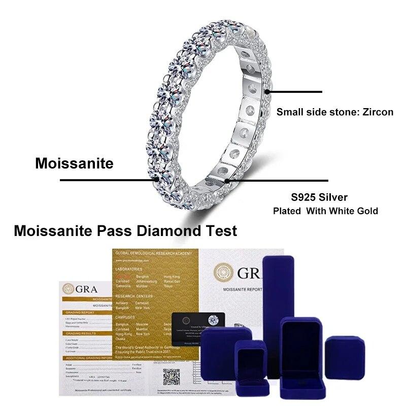 Кольцо с муассанитом 3 мм, серебро 925 пробы с позолотой, свадебное обручальное кольцо Eternity Band Patry, роскошные ювелирные изделия для женщин