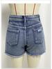 Летние модные шорты из денима с высокой талией и необработанным краем для женщин 2024 года