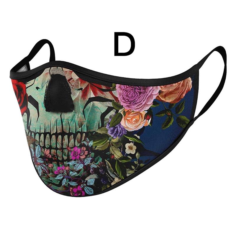 12 цветов Хэллоуин 3D печатная маска многоразовая рот-муфель Экологическая мода Спорт на открытом воздухе