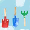 3Pcs/Set Kids Beach Sand Toy Wooden Handle Iron Shovel Rake Spade Toddlers Outdoor Summer Beach Digging Gardening Tools