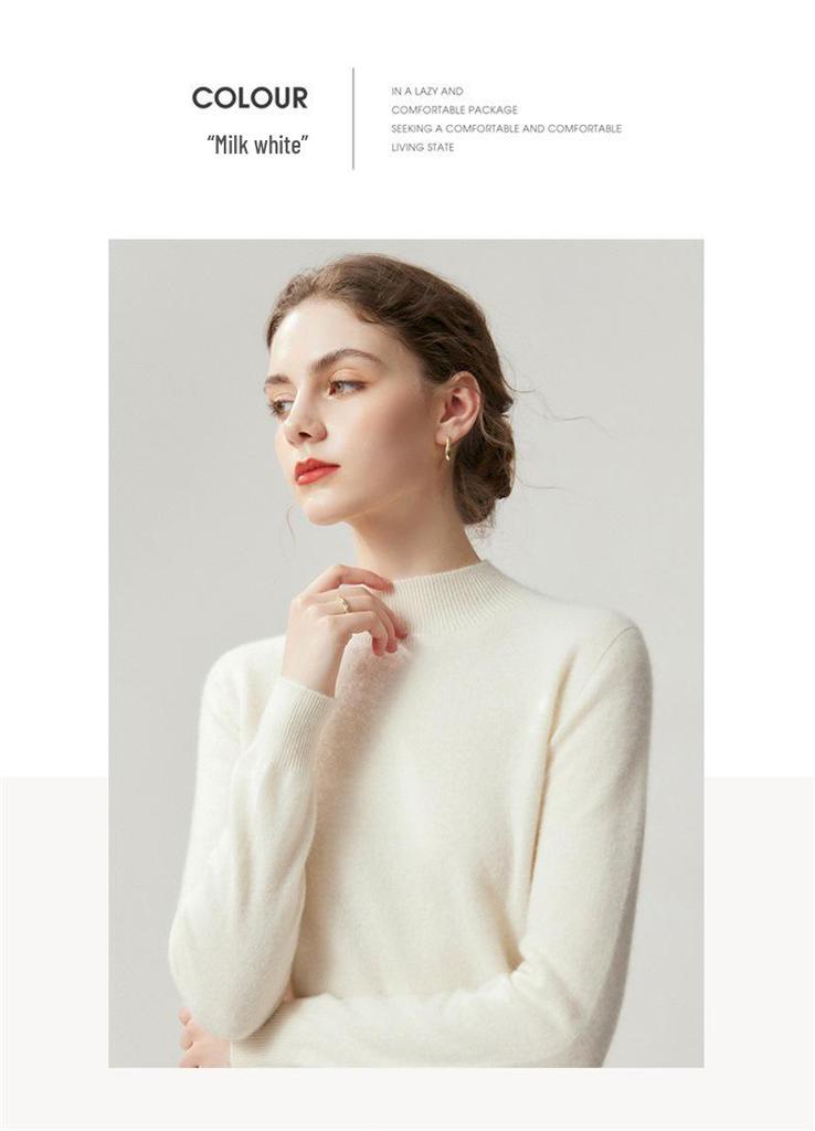 100% Cashmere 12-Gauge Flat Knit Half-High Neck Base Layer