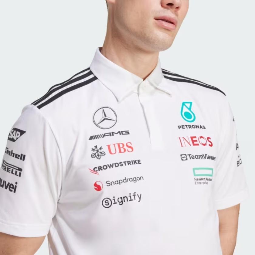 Adidas X Mercedes-Amg Petronas F1 Collaboration Team Повседневная Удобная Полосатая Футболка Мужские топы Белый Черный JW0586