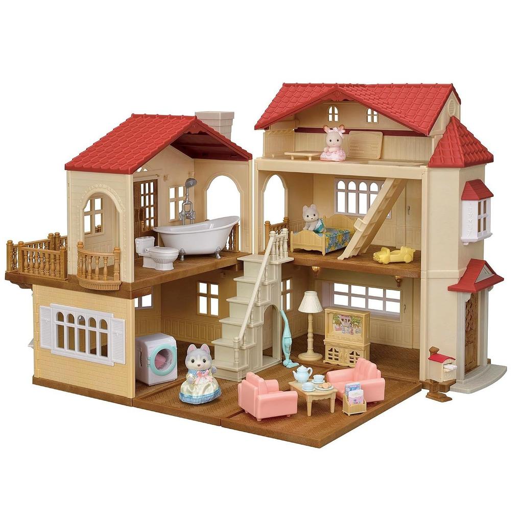 Sylvanian Families Дом с большим красным крышей Делюкс Набор -Чердак - секретная комната- 22-RZ ST Сертификация Возраст 3+ Игрушка Кукольный домик EPOCH