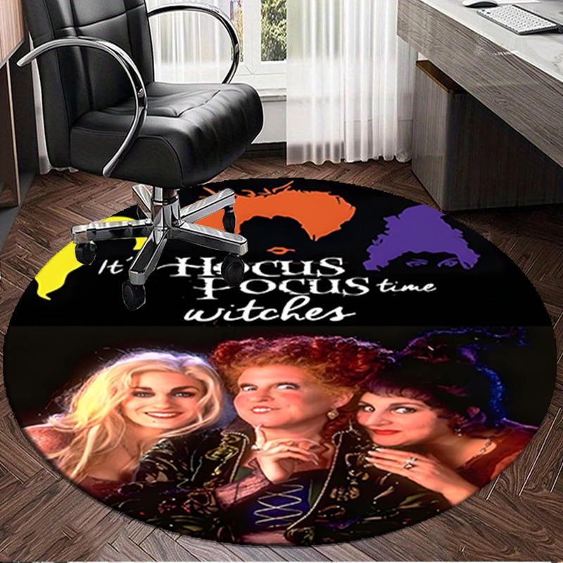 Hocus Halloween Night Round Rug for Livingroom,Bedroom, Palyroom, Chair Rug, Area rug, Circle Carpet, Large Size Fan Christmas gift