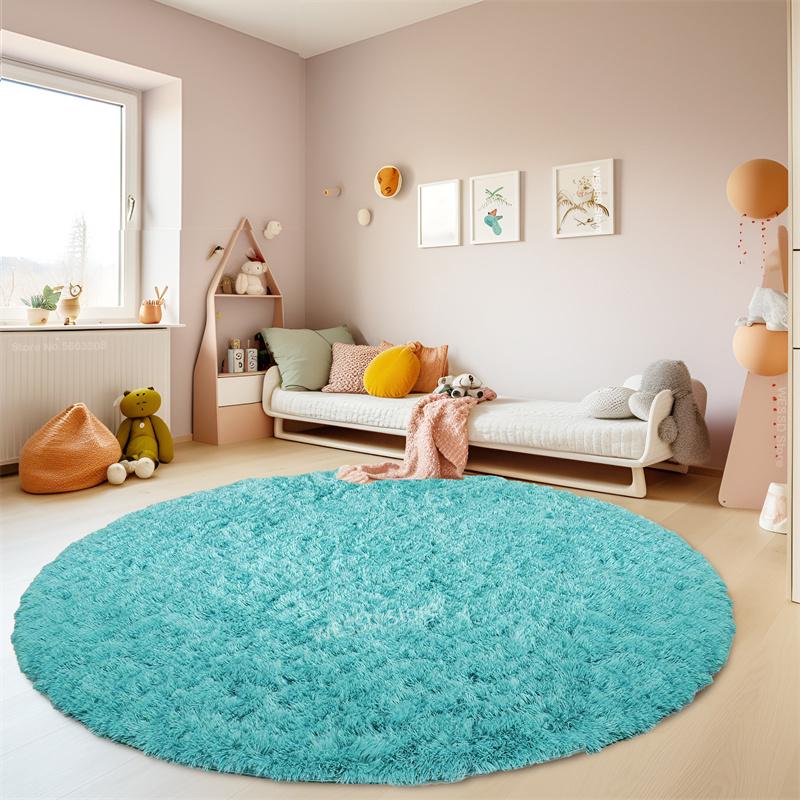 Plush Round Carpet Fluffy Soft Shaggy Rug For Bedroom Chair Mat Bathroom Mat Cute Girl Room Beside Mat 23 Colors Home Decoration