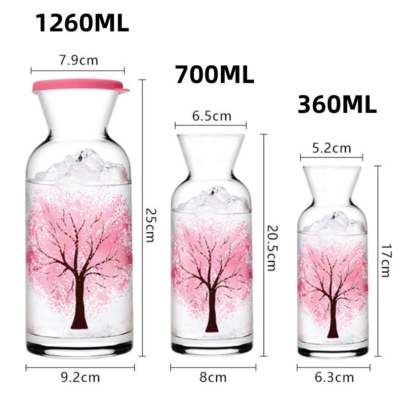 Бутылка из стекла Nordic Cherry Blossom, меняющая цвет – термостойкая прозрачная бутылка для сока и молока
