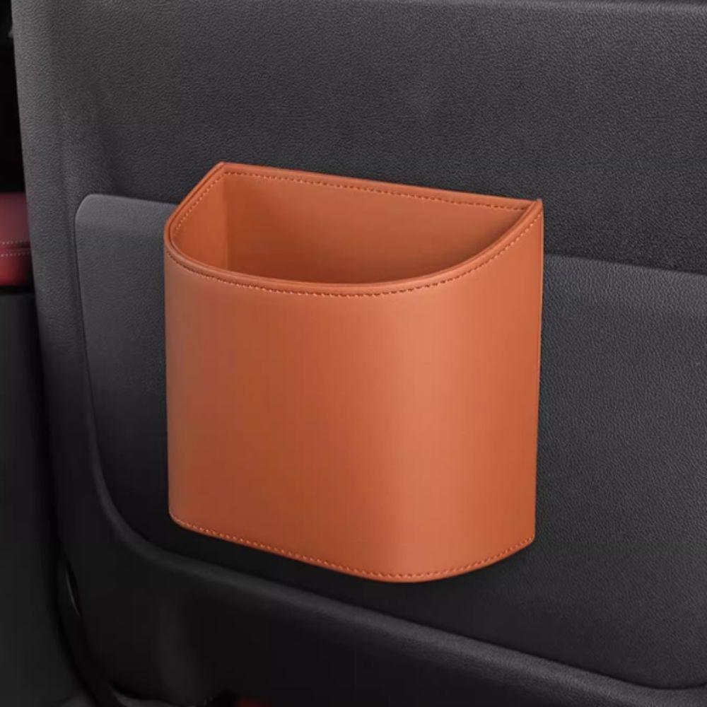 Waterproof Car Trash Can Leather Rubbish Bucket Vehicle Garbage Bin Car Interior Accessories