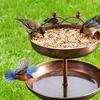 Металлическая ретро кормушка для птиц 2-в-1, садовая поилка и кормушка для птиц с пятизубым основанием, большая и маленькая чаша для декора сада, двора