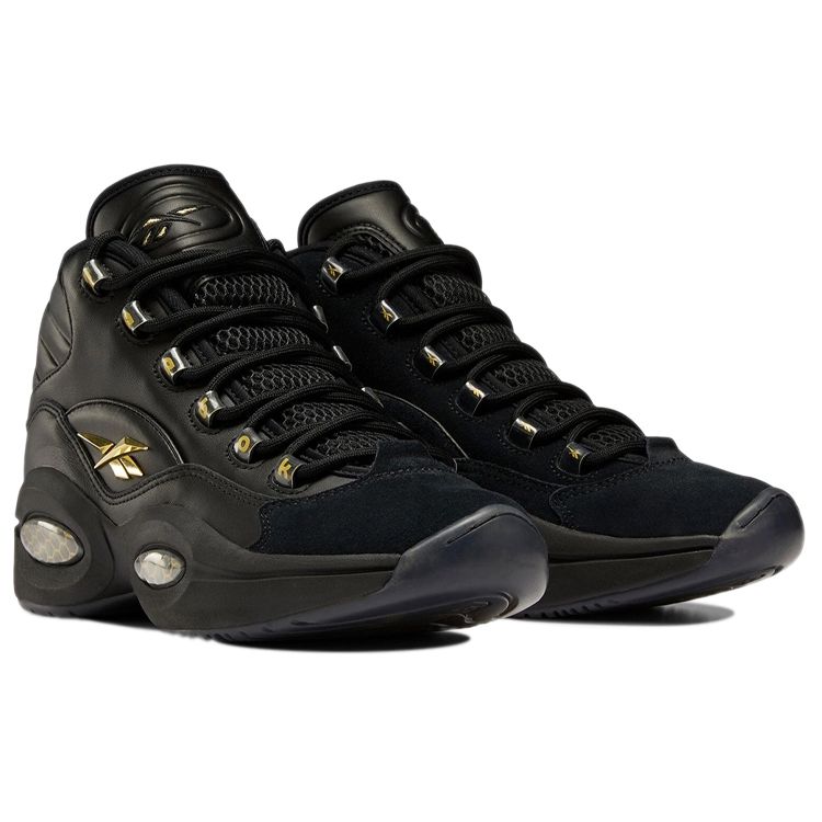 Reebok Вопрос Кроссовки унисекс Mid Lux ​​Черный Core-Черный Золотой-Металлик H01308