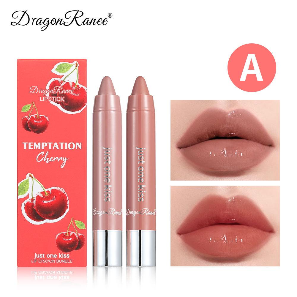 Moisturizing Lipstick Crayon Lipstick Pen Combination Lip Liner Lipstick Pen Solid Fruit Lip Gloss 2-pack Set