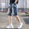 Men's Denim Workwear Shorts, Men's Loose Multi-pocket Shorts, Japanese Oversized Perforated Men's Shorts