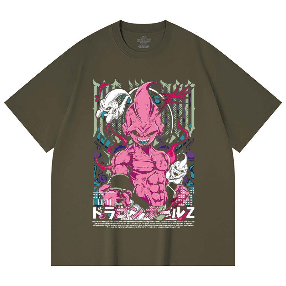 230 г/м² 100% хлопок Dragon Ball V67 Маджин Буу Принт Унисекс Тяжелая Хлопковая Футболка