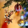 Christmas Elk Ornament Flat Acrylic Hanging Decoration Cartoon Deer Festive Pendant for Christmas Tree Car Interior Rearview Mirror Decor