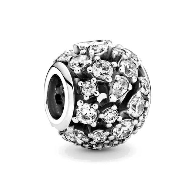 Европа Стерлингового Серебра 925 Новые Сверкающие Круглые Ажурные Подвески Бусины Подходит Оригинальные Модные Браслеты Для Ювелирных Изделий Ожерелье Подвеска