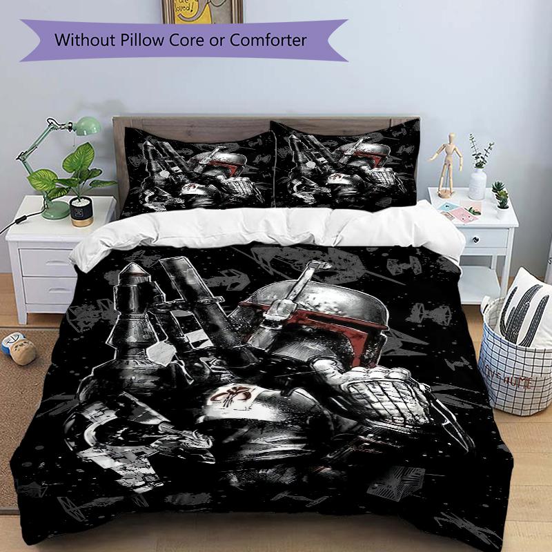 3Pcs Star Wars Boba Fett Armor Bedding Set Quilt Cover Pillowcase Home Christmas Xmas Halloween Gift 1 Duvet Cover 2 Pillowcase M928443