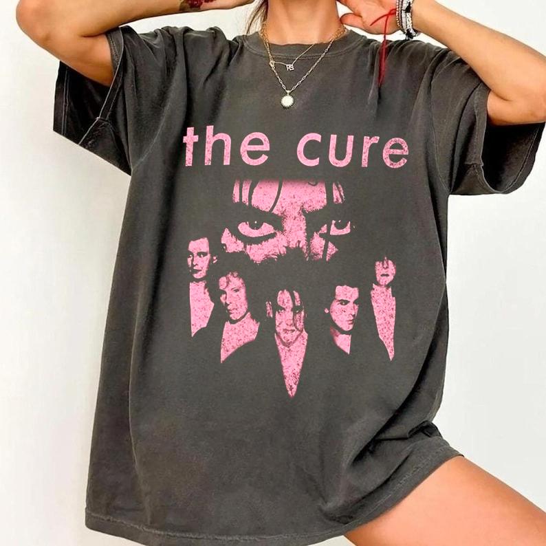 Футболка с графическим принтом The Cure Хлопковая Футболка Панк-рок Группа Y2k Гранж Уличная одежда Ретро Графический Принт Харадзюку Y2k Футболка Мужские Женские Топы