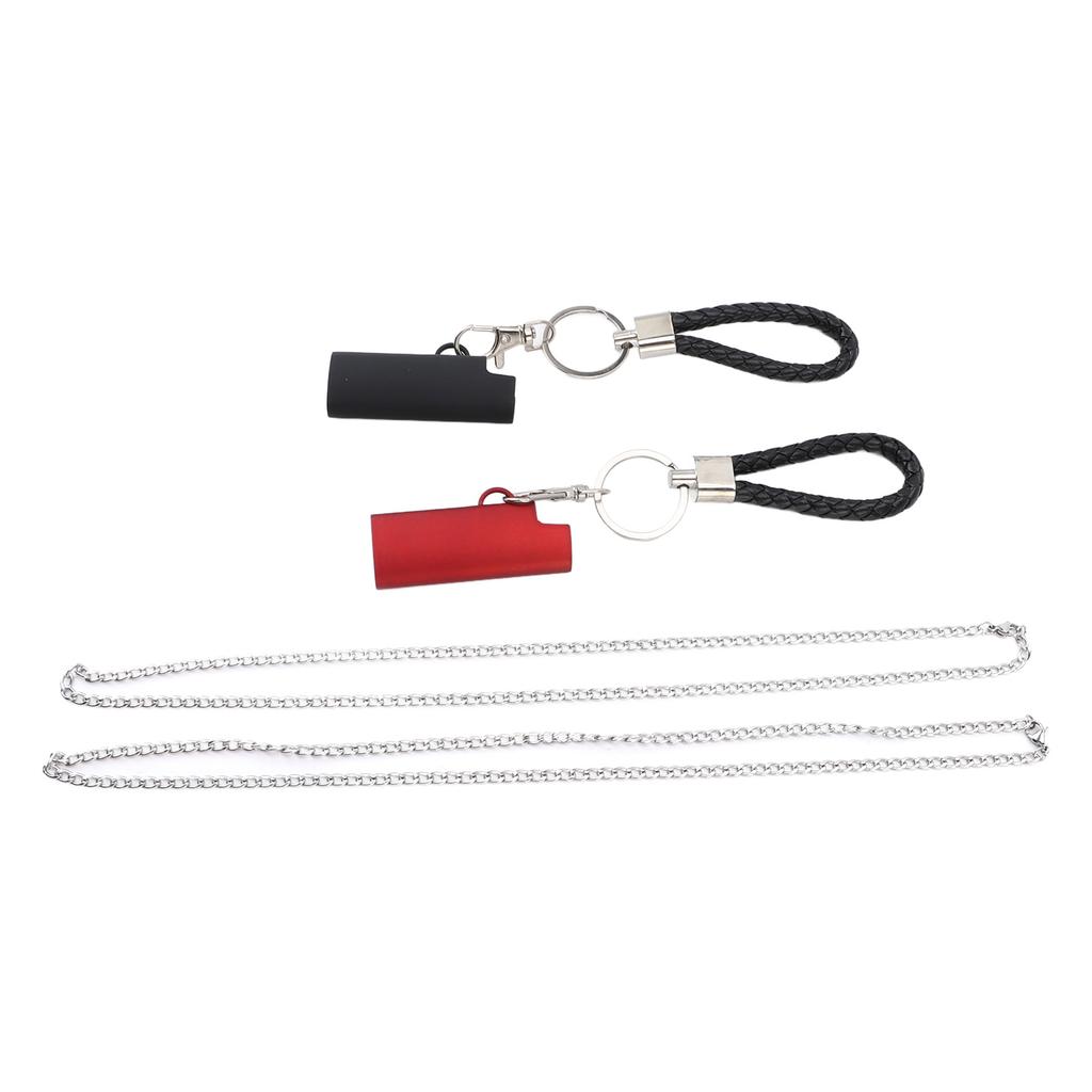 2 Set Spring Clip Keychain Aluminum Alloy Key Ring Key Holder with Lighter Case for Home Travel