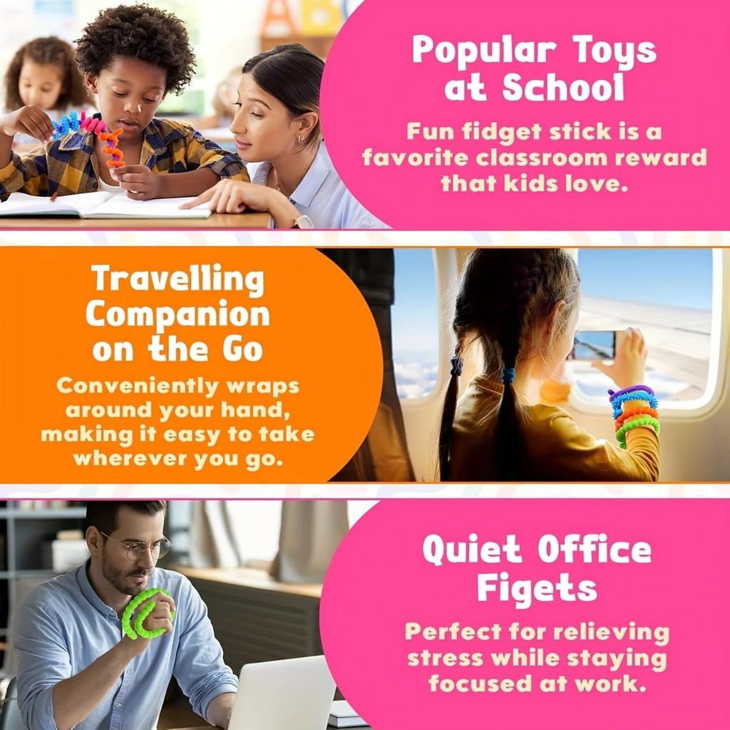 Children's Sensory Stick Fun Stress Relief Toys, Texture Decompression Toys Twistable Foldable Toys