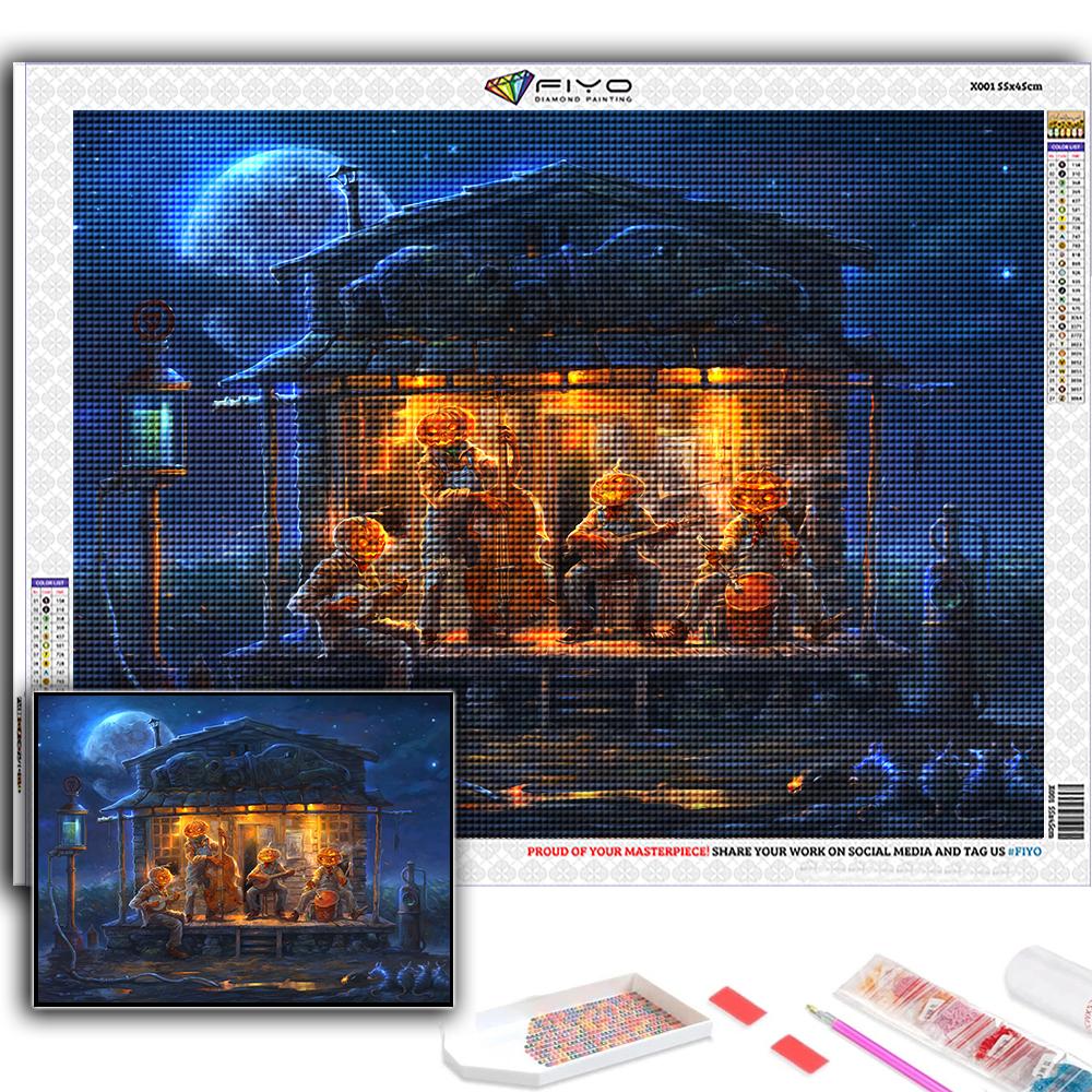 5D Алмазная картина Хэллоуин Страшная голова тыквы Человек DIY Алмазная вышивка Горный хрусталь Украшение дома
