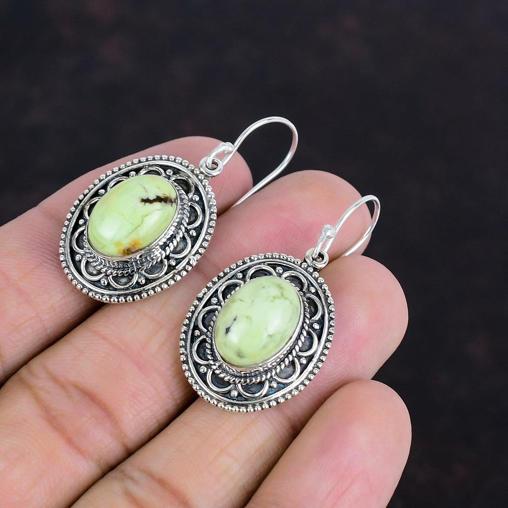 Серьги из лимонного хризопраза, натуральные драгоценные камни, винтажные украшения, серьги из стерлингового серебра 925 пробы, серьги ручной работы, новейший дизайн, подарки для нее