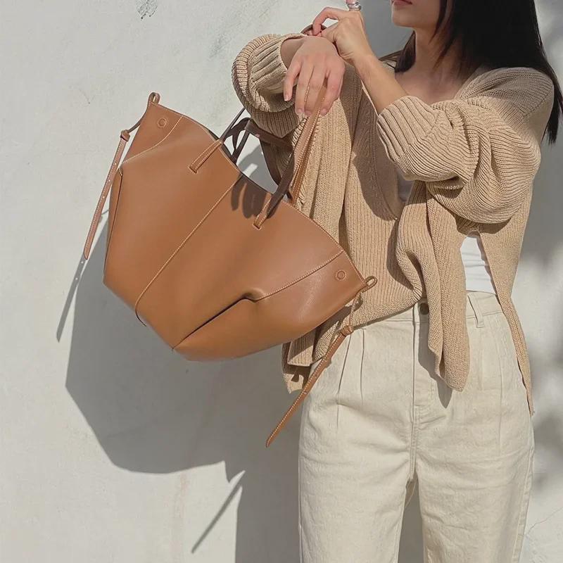 Модернизированная французская сумка Niche из натуральной кожи: Сумка Cyme из коровьей кожи большой вместимости