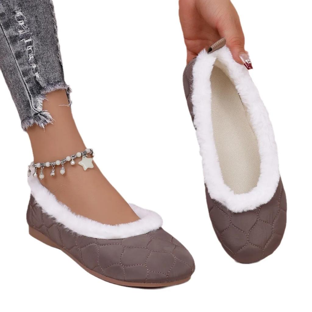 Shoes for Women Winter Fashion Women Plush Warm Comfort Non-slip Flats Cotton Shoes Loafers Plus Size 36-43 Women Short Boots
